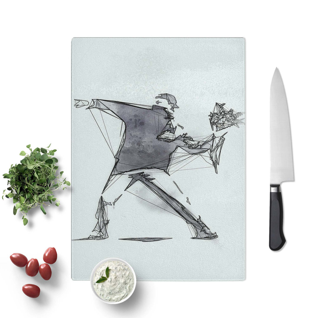 Glass Flower Thrower in Abstract Chopping Board