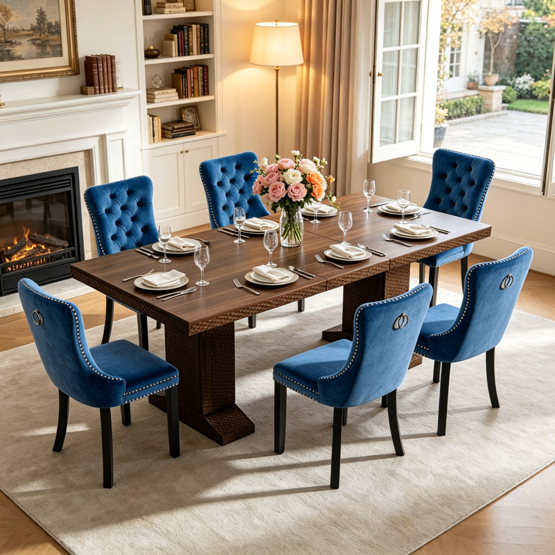 Ensemble de table de salle à manger extensible 63 "à 94,5" avec chaises rembourrées, table de salle à manger extensible rustique et ensemble de chaises pour bureau personnel