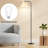 Arched Floor Lamp With Remote Control, Bulb Included And Pleated Fabric Shade