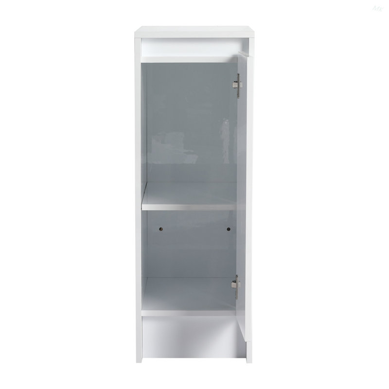 Armoire de rangement autoportante 12 po, portes à fermeture douce, blanc brillant (emballage KD)