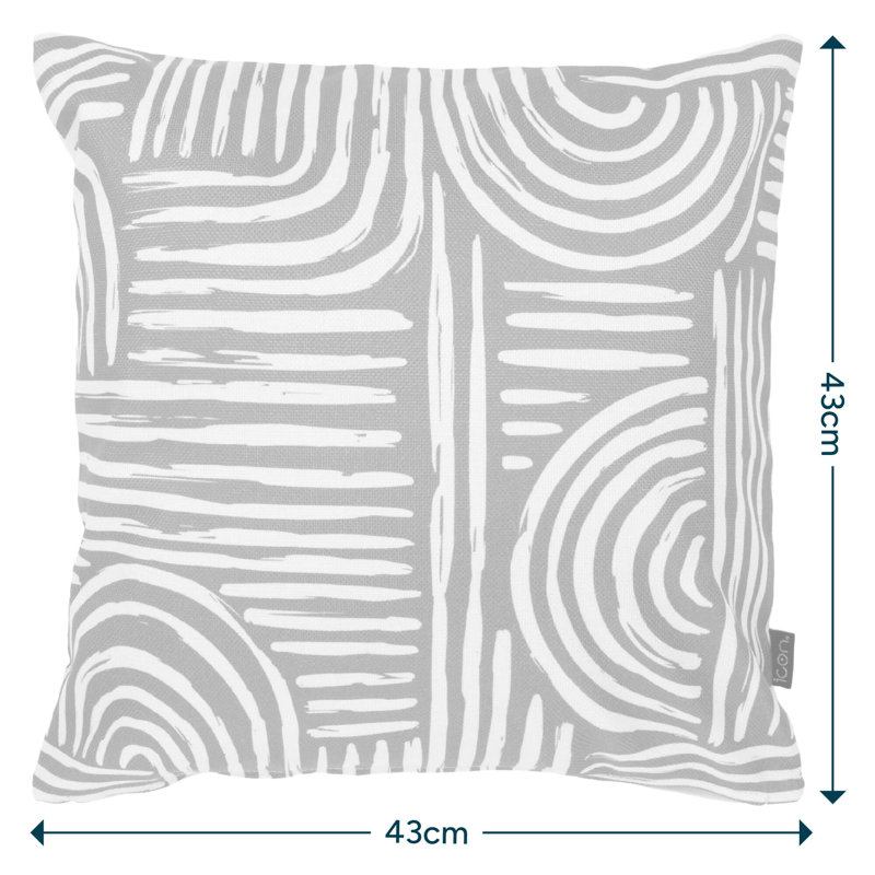 Indoor / Outdoor Square Cushion, Brown/White Abstract