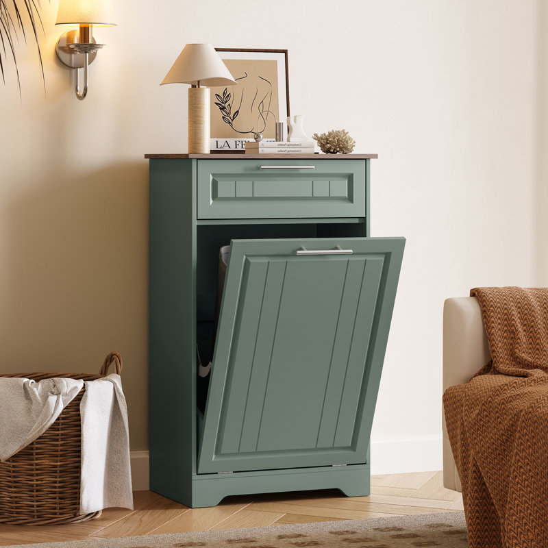 10-Gal Tilt-Out Trash Cabinet with Deodorizing Feature, 10 Gallons, Green