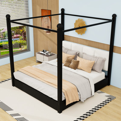 Platform Bed with Upholstered Headboard