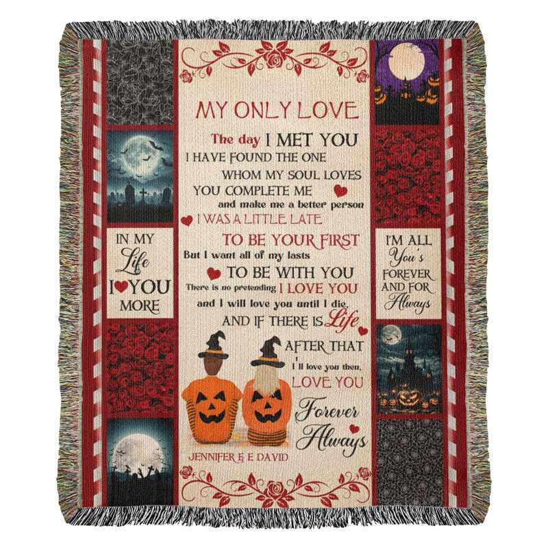 Couverture personnalisée Halloween Love, 50 po x 60 po