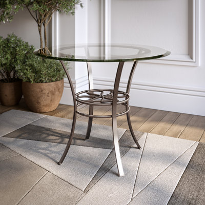 Round Glass Top Metal Base Dining Table