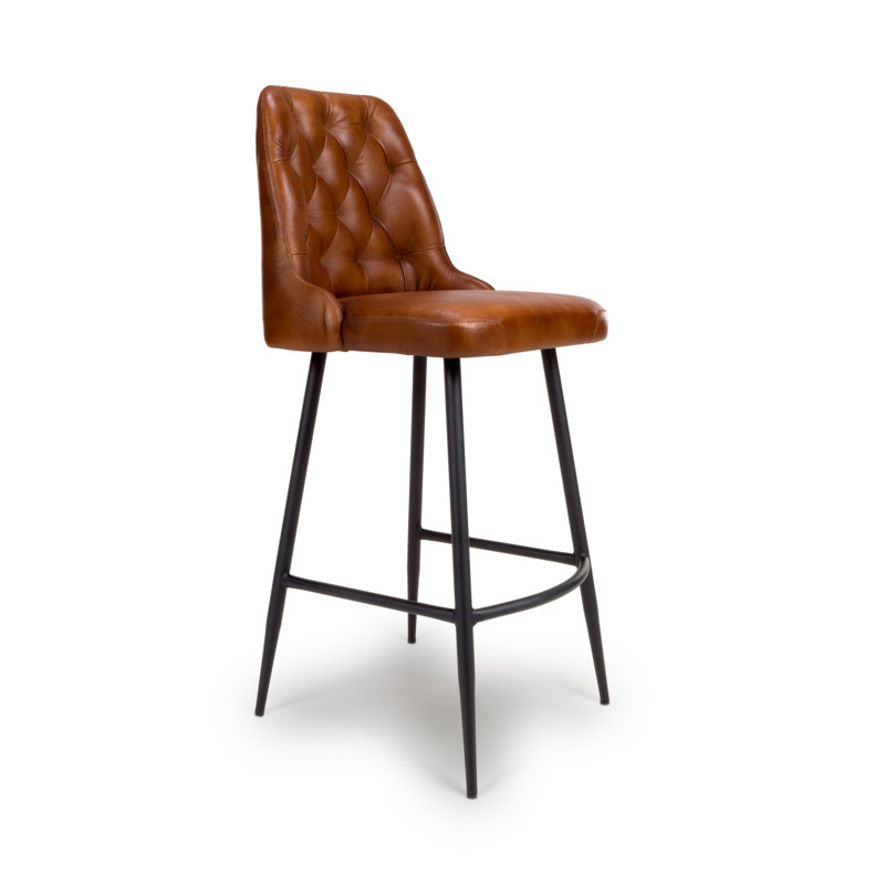 Ronja Upholstered Counter Stool with Metal Frame, Tan