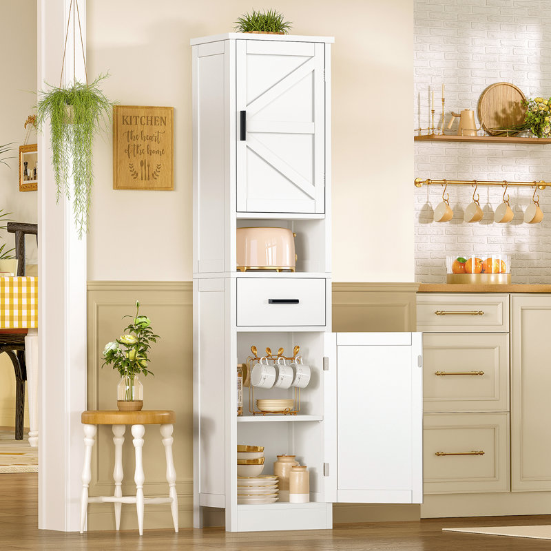 67" Tall Storage Cabinet, Bathroom Storage Cabinet With 2 Doors & 2 Drawer,White