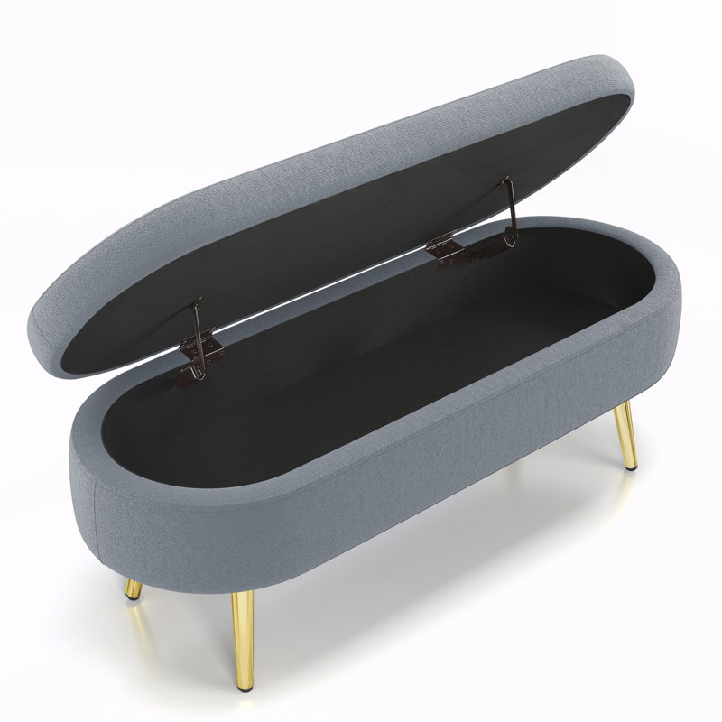 Banc de rangement repose-pieds ovale, Gris foncé, Gris foncé