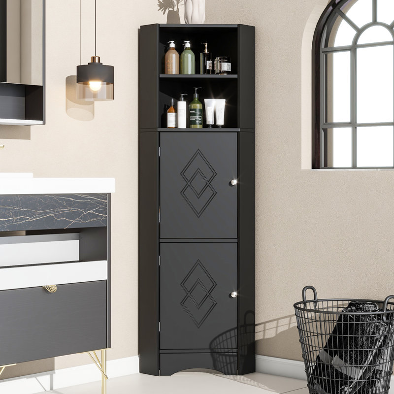 Freestanding Bathroom Cabinet, Black