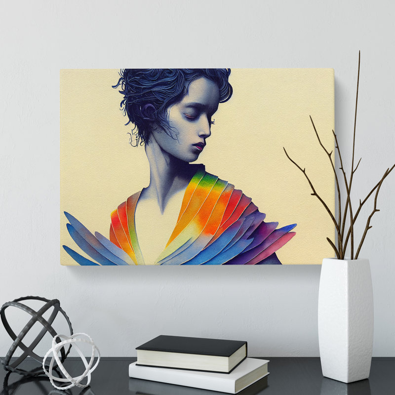 Woman In A Rainbow Abstract - Wrapped Canvas, 40cm H x 60cm W x 3cm D