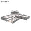 L-Shaped Platform Bed With Trundle And Drawers Linked With Built-In Desk,Twin-792039619