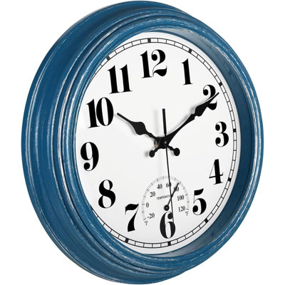 Horloge murale d'extérieur imperméable vintage! Avec thermomètre, quartz silencieux - pour le patio / la piscine et plus encore!