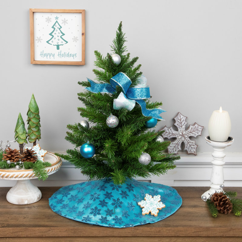 Mini jupe d'arbre de Noël à paillettes 20 ", Bleu