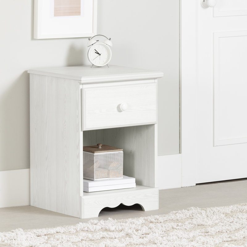 White Pine 1-Drawer Nightstand with Open Shelf