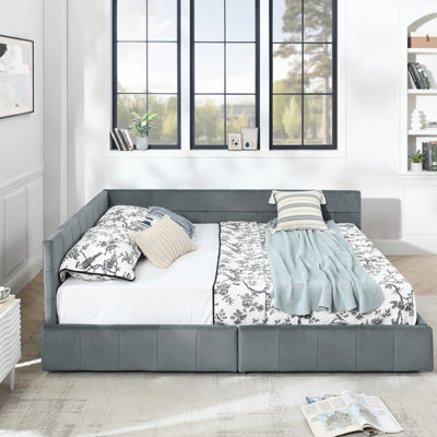 Storage Upholstered Tufted Bed Frame, Sofa Bed Frame With Comfortable Backrest And Armrests,Bed For Bedroom, Living Room,Velvet