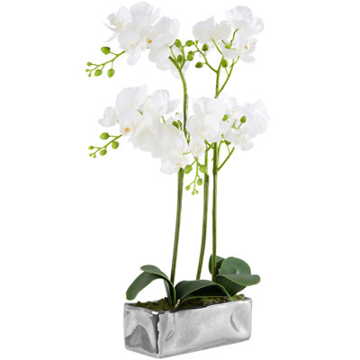 52cm Faux Flowering Plant in Ceramic Pot