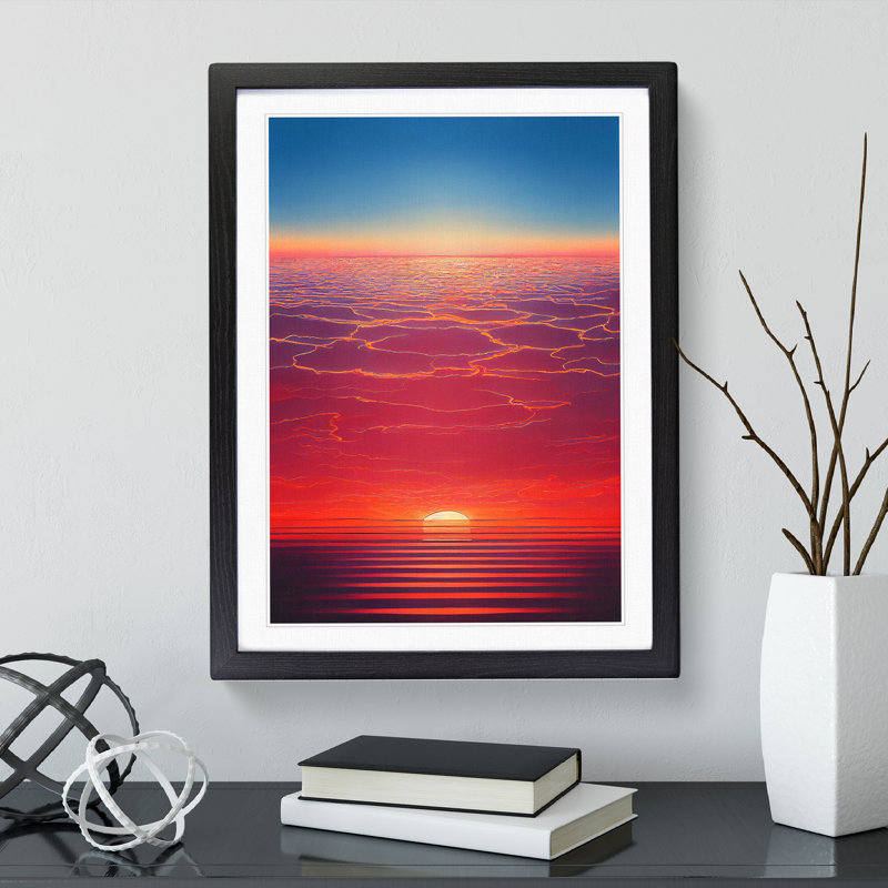 Dazzling Sunset - Single Picture Frame Print, 64cm H x 46cm W x 2cm D, Black
