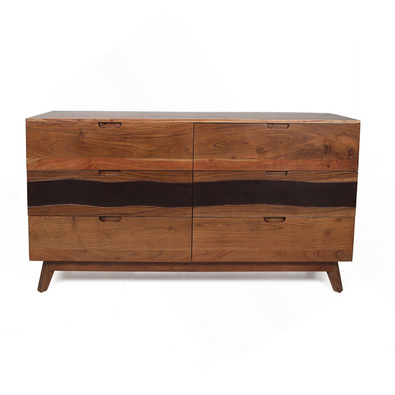 59X16.5X31" Sierra Six Drawer Sideboard, Wood Credenza/Cabinets/Chests/Nightstands