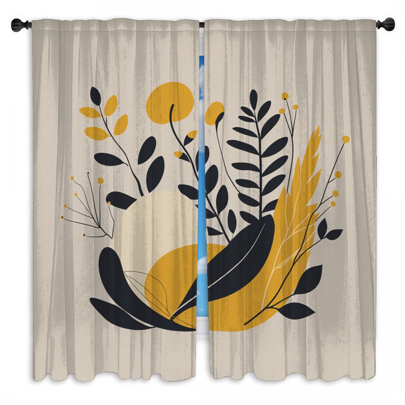 Rideaux de fenêtre à feuilles abstraites transparents et obscurcissants - 2 panneaux, 20 po x 50 po - 2 panneaux, Transparent