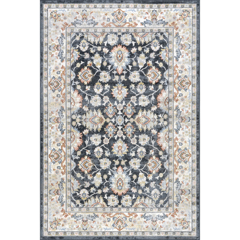 Breigh Medallion Bordered Machine Washable Area Rug, Rectangle 5' x 7'8"
