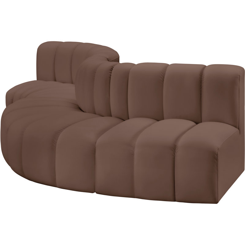 Hugibert Upholstered 122'' Sofa, Brown Vegan Leather