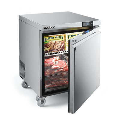 Coolski 27 in. 7.5 cu. ft. Commercial Auto / Cycle Defrost Undercounter Upright Freezer in Stainless Steel on Fridge.com