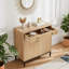 Buffet 31 "de largeur avec cannelures et tablettes réglables - gris-217857801