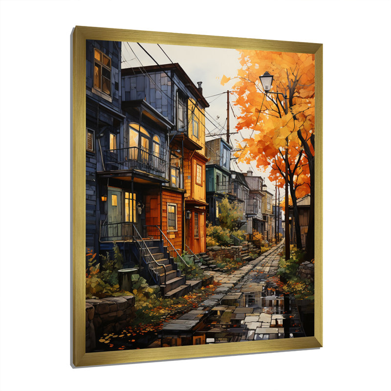 «Cityscape Alleyway Patchwork IV», reproduction, Encadrement doré, H 32 po x l 24 po x P 1 po