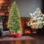 Arbre de Noël 6 pi avec 1032 pointes et 300 lumières à DEL blanc chaud - branches mixtes en PVC + PE, structure à charnières pour une installation facile, support en métal pour un soutien solide, décoration luxueuse des Fêtes-9002696