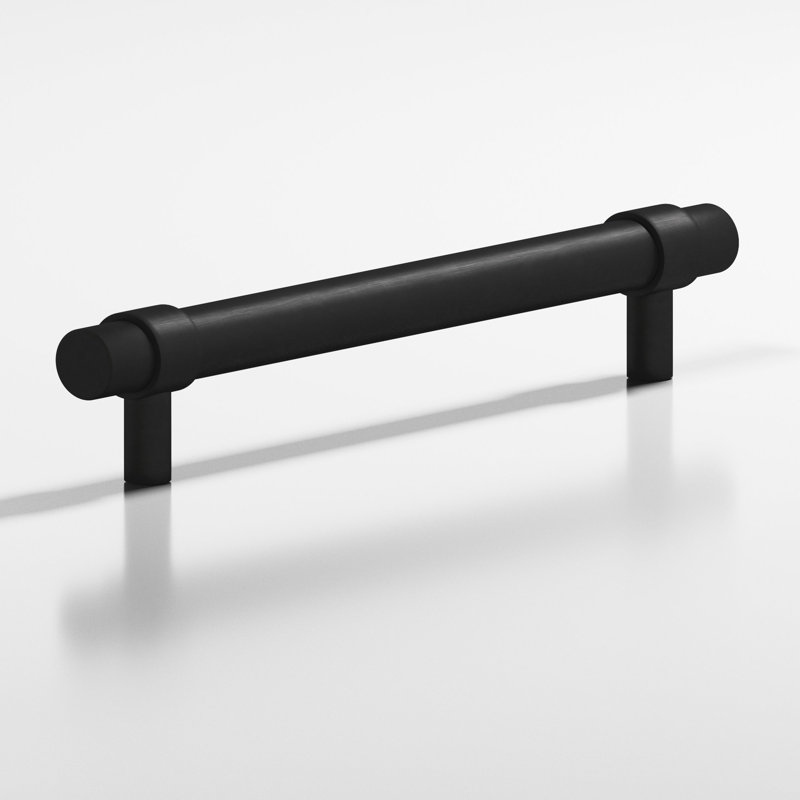 Round Collared Cabinet Pull With Straight Posts, Matte Satin Black, 4"
