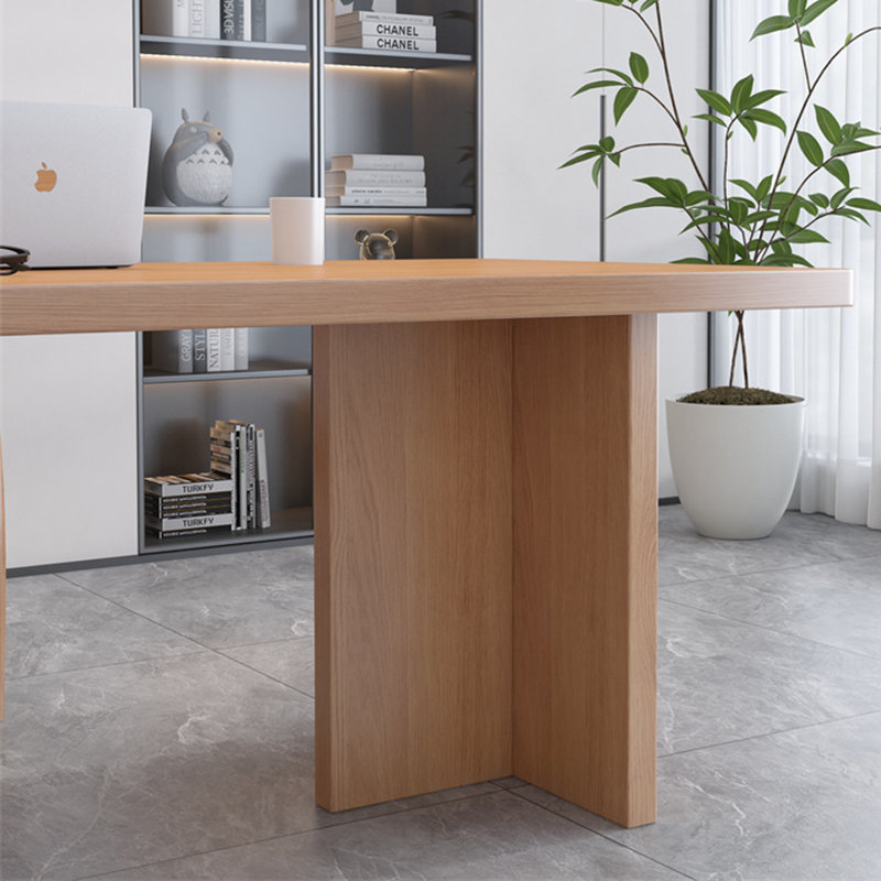 Bureau rectangulaire brun en bois massif, H 29,53 po x l 62,99 po x P 31,5 po