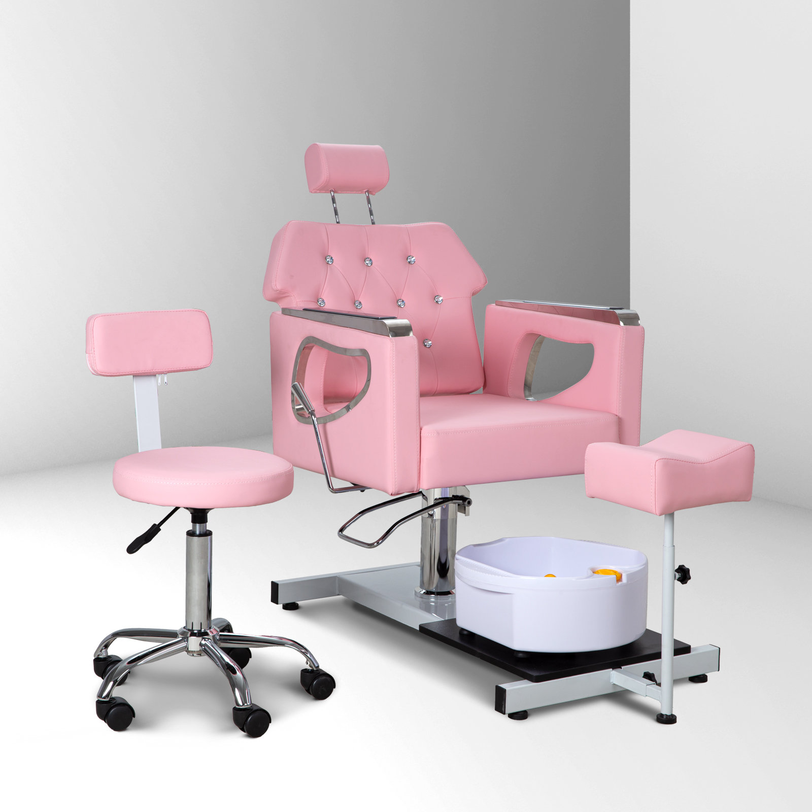 Inbox Zero Hydraulic Pedicure Chair With Adjustable Stool & 360