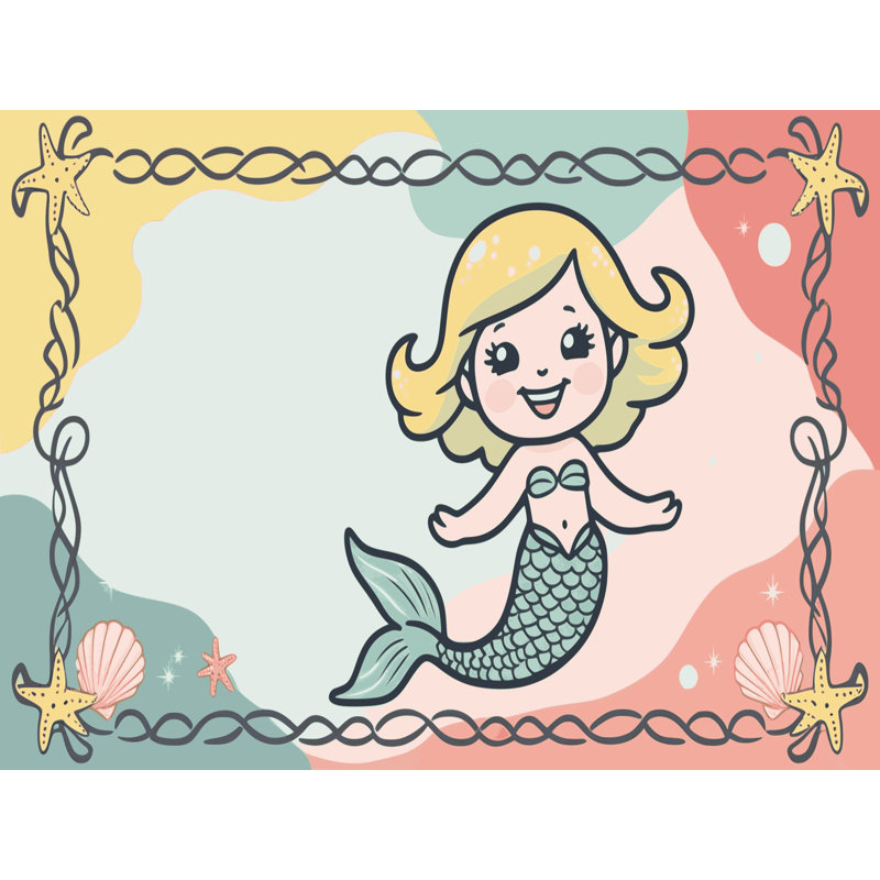Tapis pour enfants Sunside Sails Mermaids Ocean, Rectangulaire 2 pi x 3 pi