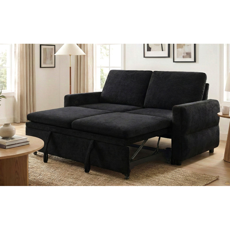 Canapé-lit convertible 62,75 po, Noir