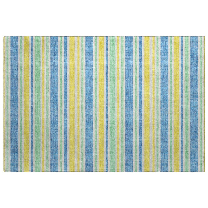 Premium Machine Washable Dream Shag ADS531 Striped Rug, Yellow, 2'6" x 3'10"