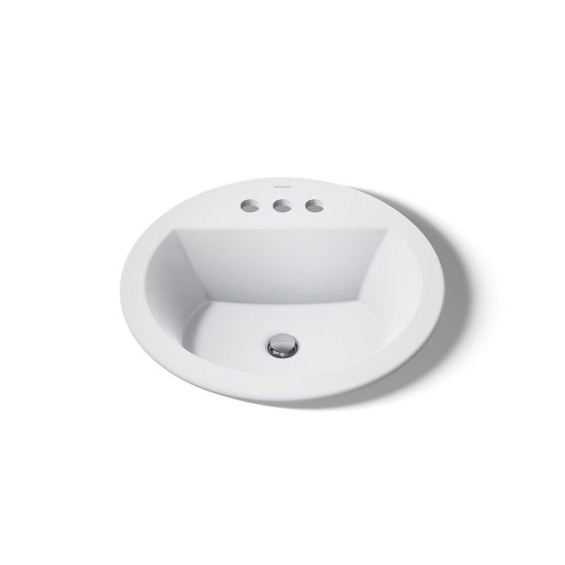 Bryant Ceramic Circular Drop-In Bathroom Sink with Overflow, Thunder Grey, 8'' Centers