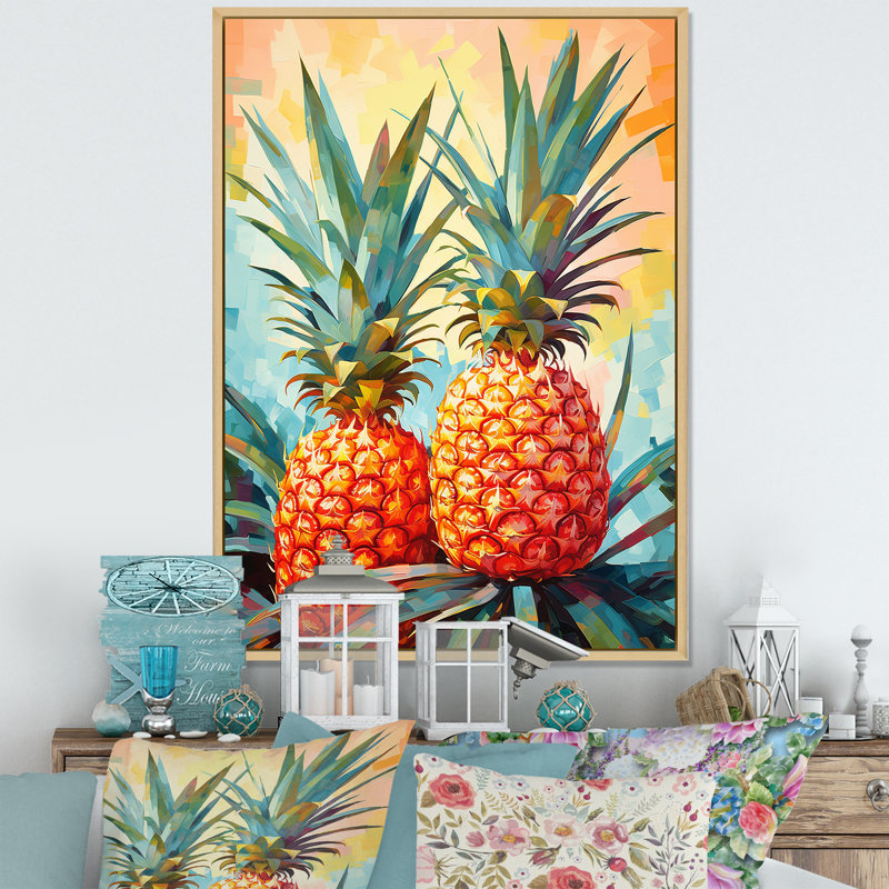 Sérénade ensoleillée à l'ananas, Cadre naturel flottant, H 40 po x l 30 po x P 1,5 po