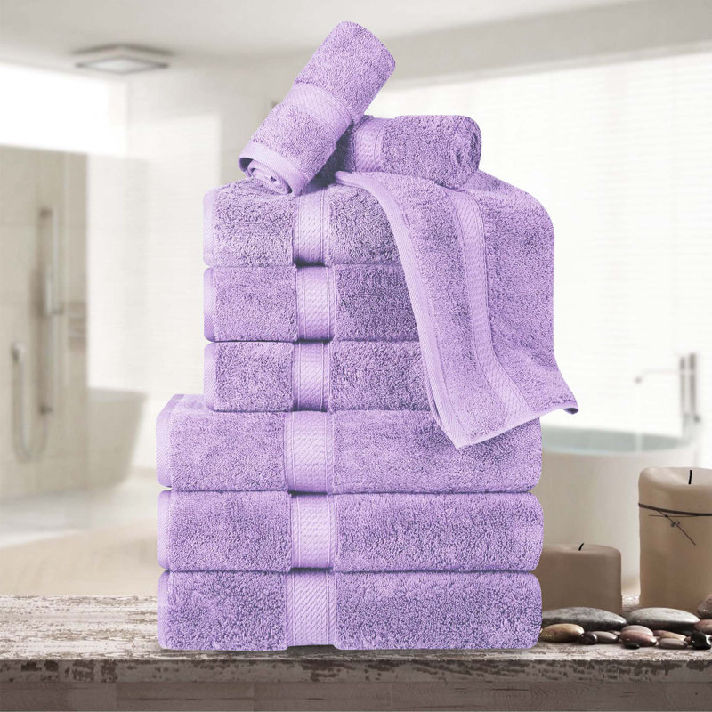 Scotia Egyptian Cotton Bath Towel Set, Purple, 9Pc Towel Set  (3Bath, 3Hand, 3Face)