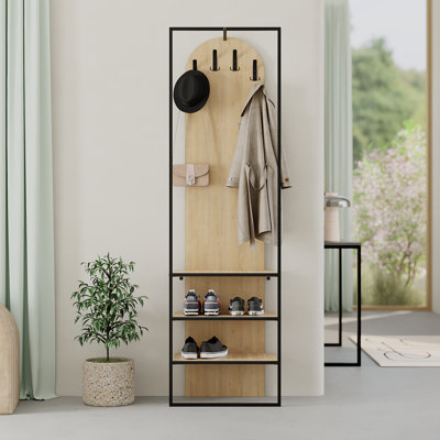 Akalya Hall Stand Coat Rack with Shoe Storage 180cm High 