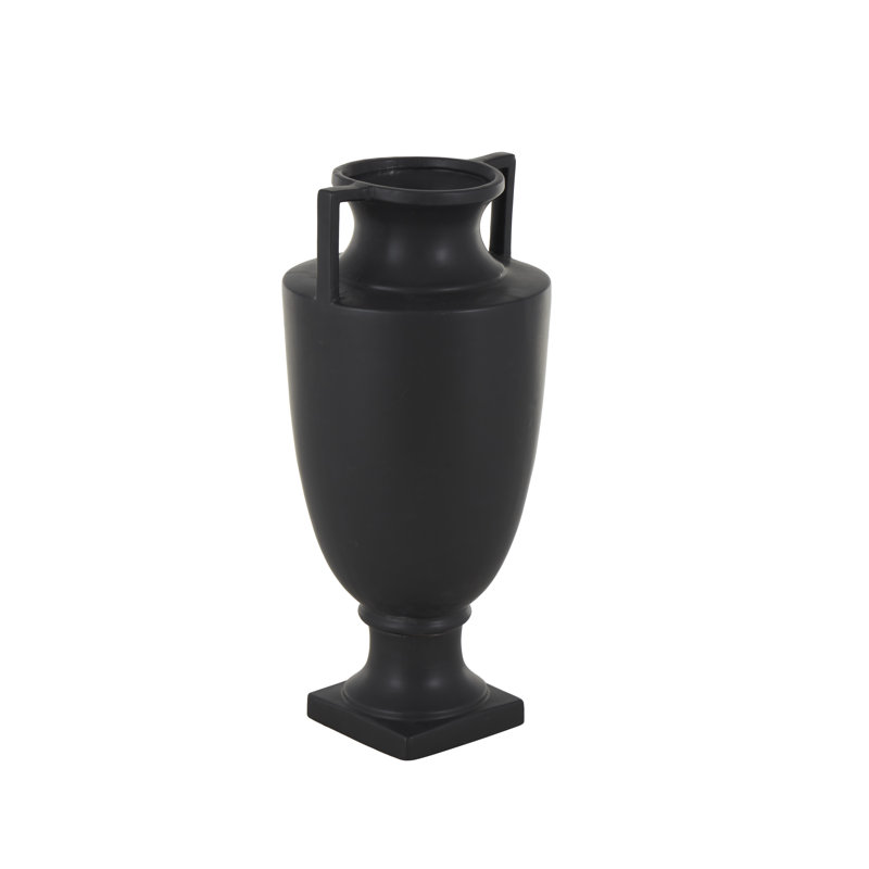 Vase en forme d'urne cannelée en céramique avec poignées kevinson, Noir