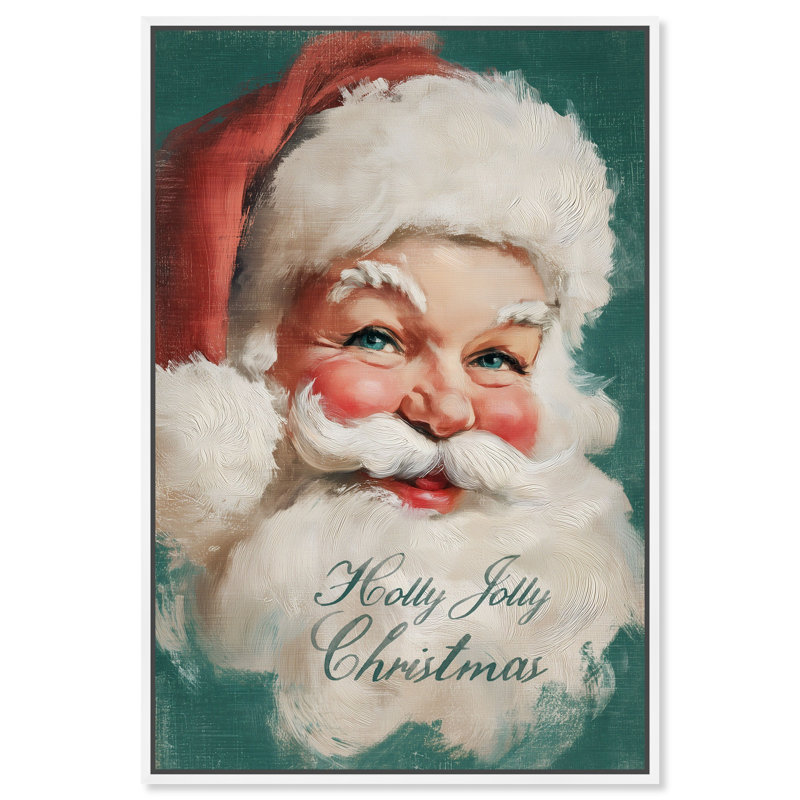 Décoration murale de Noël Holly Jolly Santa par Art Remedy, cadre blanc, 10 x 15, H 16 po x l 11 po, Cadre blanc
