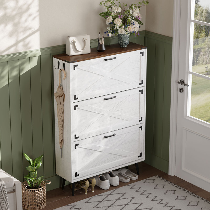 Armoire de rangement à chaussures Tomoye, Blanc