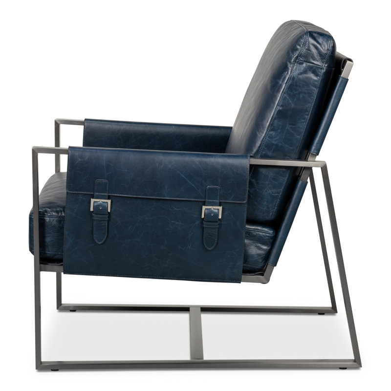 Edmonds Leather Armchair, Blue Leather
