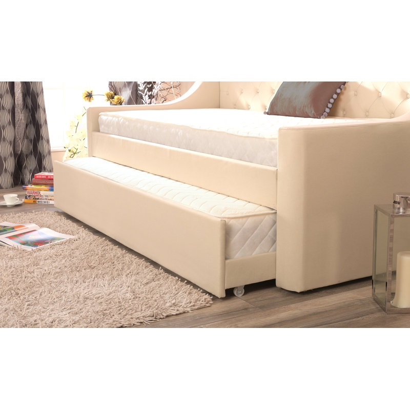 Upholstered UK Single - DE 90 X 190 Cm with Trundle, Cream