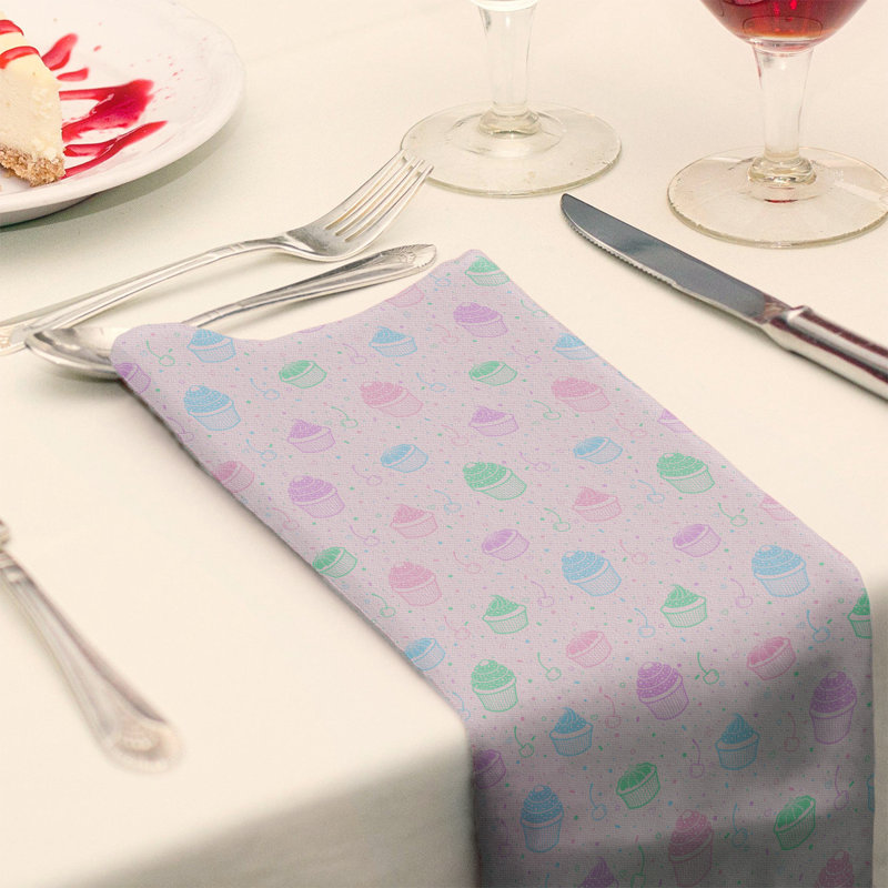 Serviette de coton à motif petits gâteaux classic, Rose, Sergé de coton, H 0,1 po x l 10 po x P 10 po