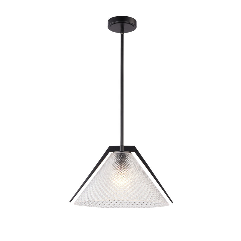 Baltic - Luminaire suspendu - 1 lumière - Laiton / Noir - Abat-jour en verre, Noir