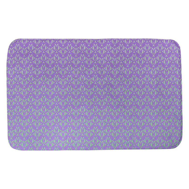 Tapis de salle de bain déco Leffel, l 17 po x L 24 po, Mauve / vert ombragé