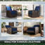 Fauteuil inclinable pivotant pour l'extérieur en osier, dossier inclinable, repose-pieds relevable, base pivotante à 360 °, coussins de patio résistants à l'eau, bleu foncé