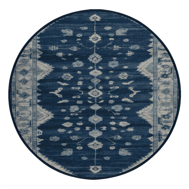 Tapis gris lavable à la machine, Rond 5 pi