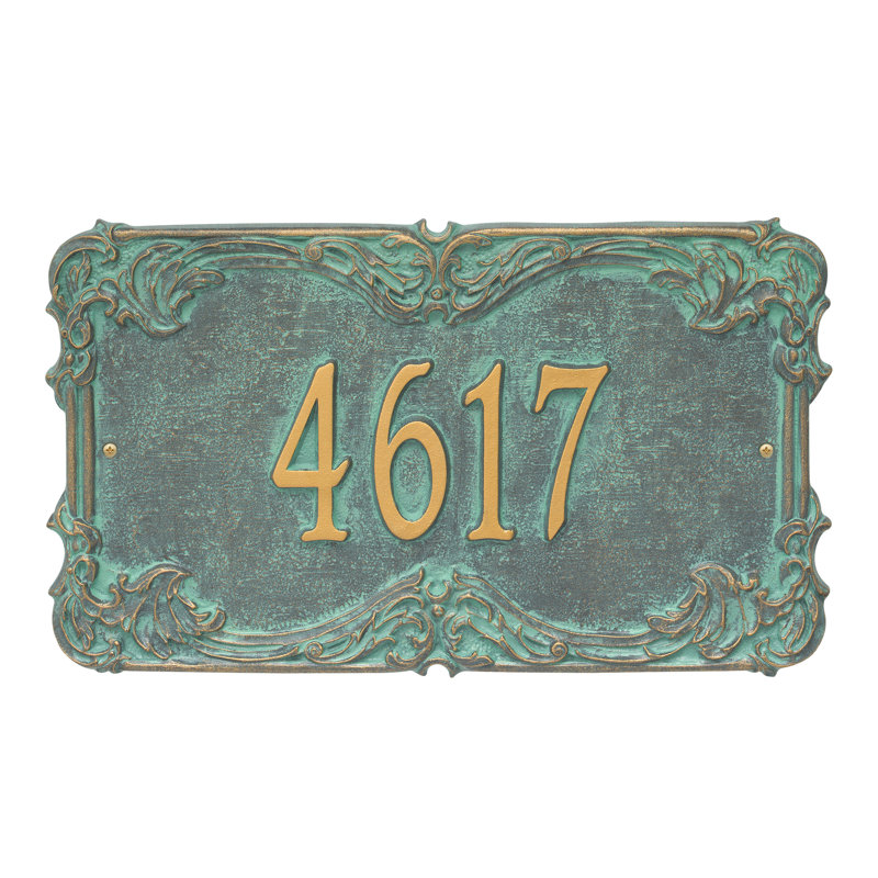 Plaque d'adresse murale 1 ligne Signature Series, Vert-de-gris, Bronze, Oui